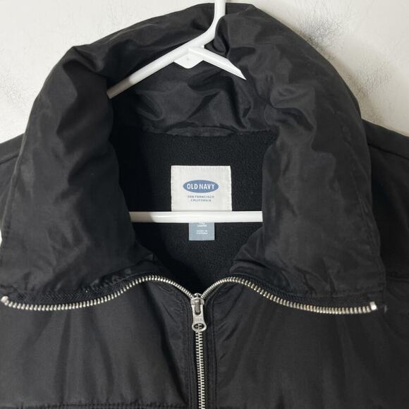 Old Navy Womens Puffer Vest Jacket M Tall Black Quilted Full Zip Fleece Lined - Picture 2 of 9